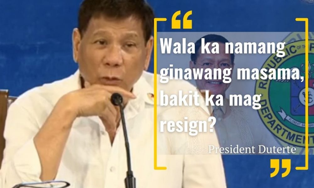 President Duterte on Duque Resignation