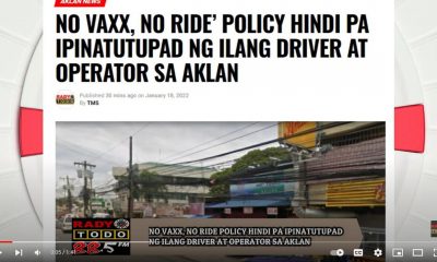 VIDEO REPORT - NO VAXX, NO RIDE POLICY HINDI PA IPINATUTUPAD NG ILANG DRIVER AT OPERATOR SA AKLAN