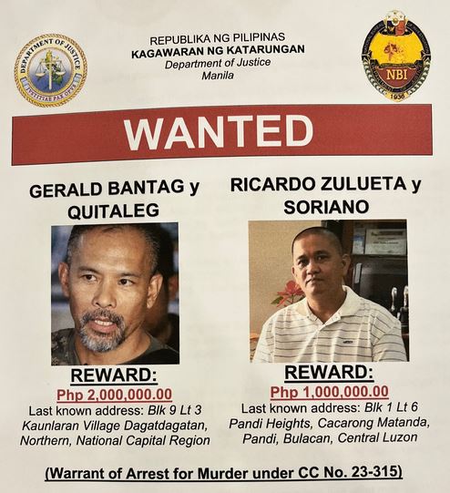 ₱3M Pabuya para sa makapagbibigay ng impormasyon patungkol kina ex-Bucor Bantag at Zulueta